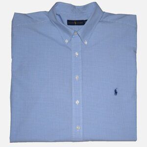 RALPH LAUREN Blue White Checks Long Sleeve Button Down Shirt Size 2XL Tall